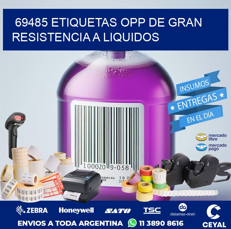 69485 ETIQUETAS OPP DE GRAN RESISTENCIA A LIQUIDOS