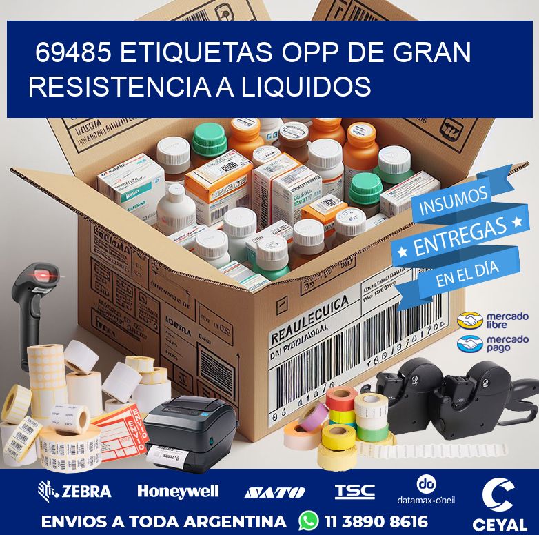 69485 ETIQUETAS OPP DE GRAN RESISTENCIA A LIQUIDOS