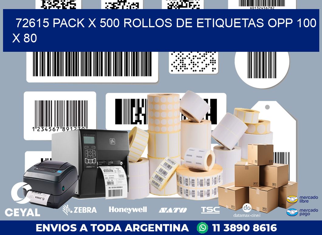72615 PACK X 500 ROLLOS DE ETIQUETAS OPP 100 X 80