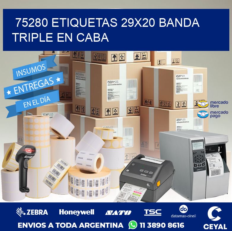 75280 ETIQUETAS 29X20 BANDA TRIPLE EN CABA