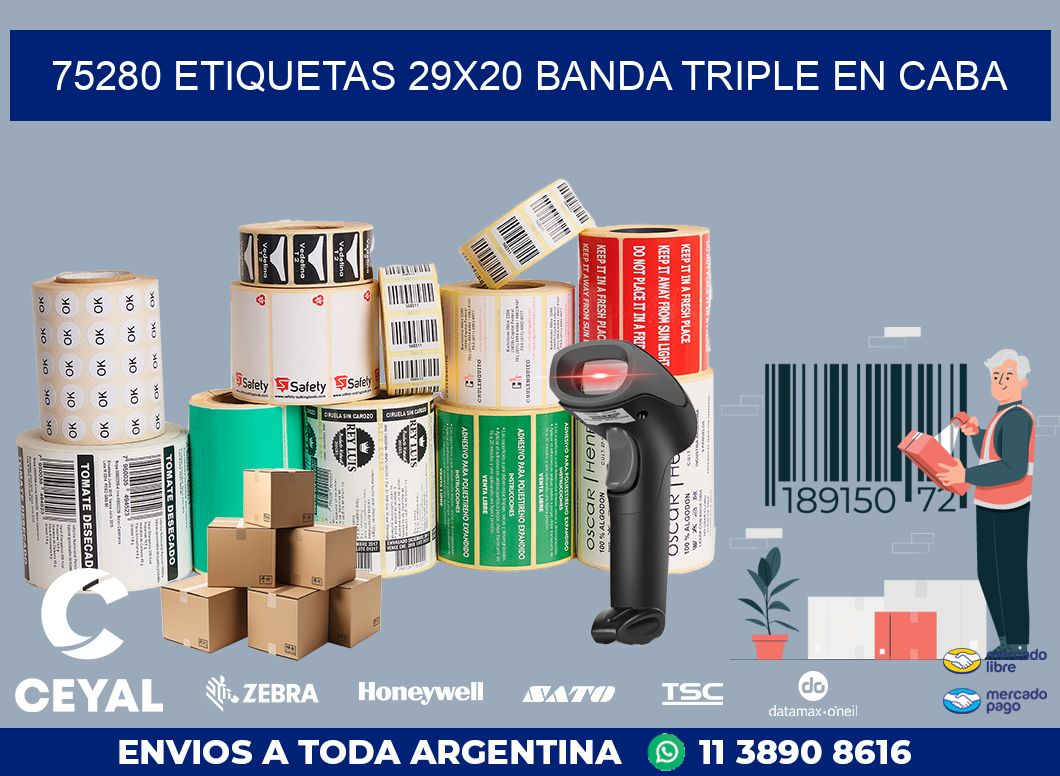 75280 ETIQUETAS 29X20 BANDA TRIPLE EN CABA