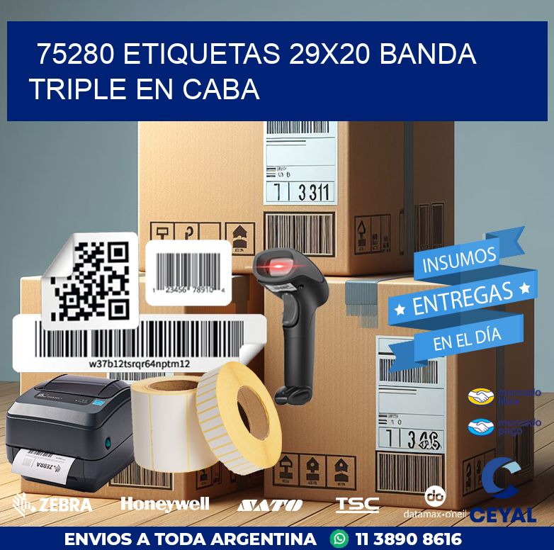 75280 ETIQUETAS 29X20 BANDA TRIPLE EN CABA