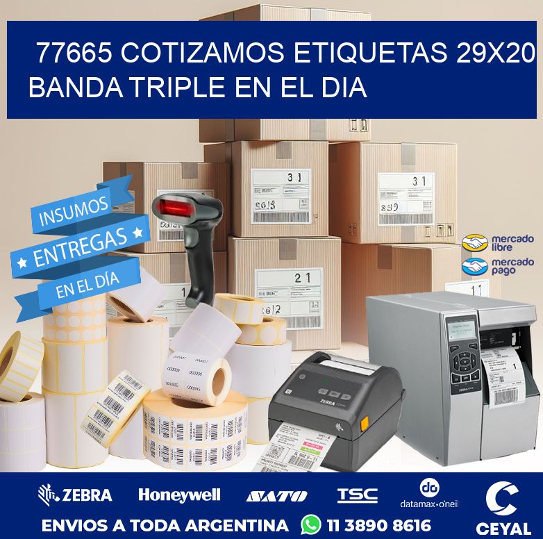 77665 COTIZAMOS ETIQUETAS 29X20 BANDA TRIPLE EN EL DIA