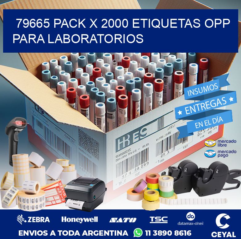 79665 PACK X 2000 ETIQUETAS OPP PARA LABORATORIOS