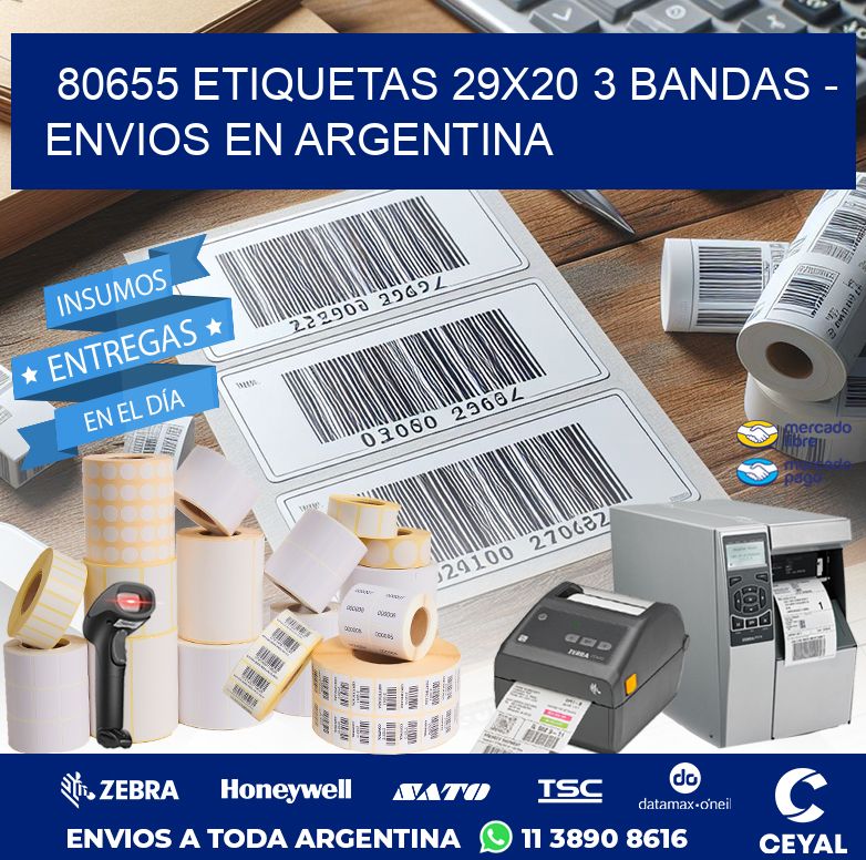 80655 ETIQUETAS 29X20 3 BANDAS - ENVIOS EN ARGENTINA