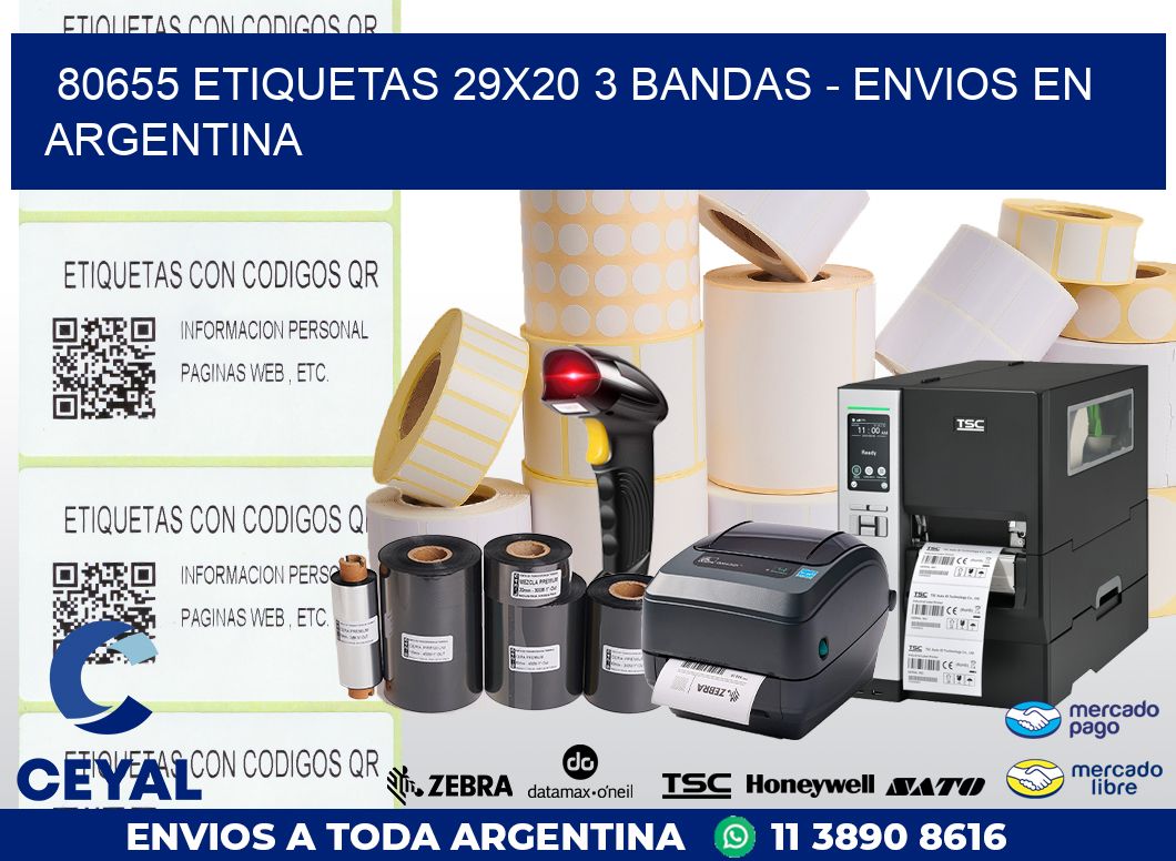 80655 ETIQUETAS 29X20 3 BANDAS - ENVIOS EN ARGENTINA