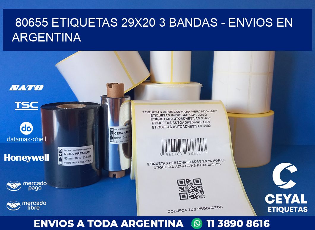 80655 ETIQUETAS 29X20 3 BANDAS – ENVIOS EN ARGENTINA