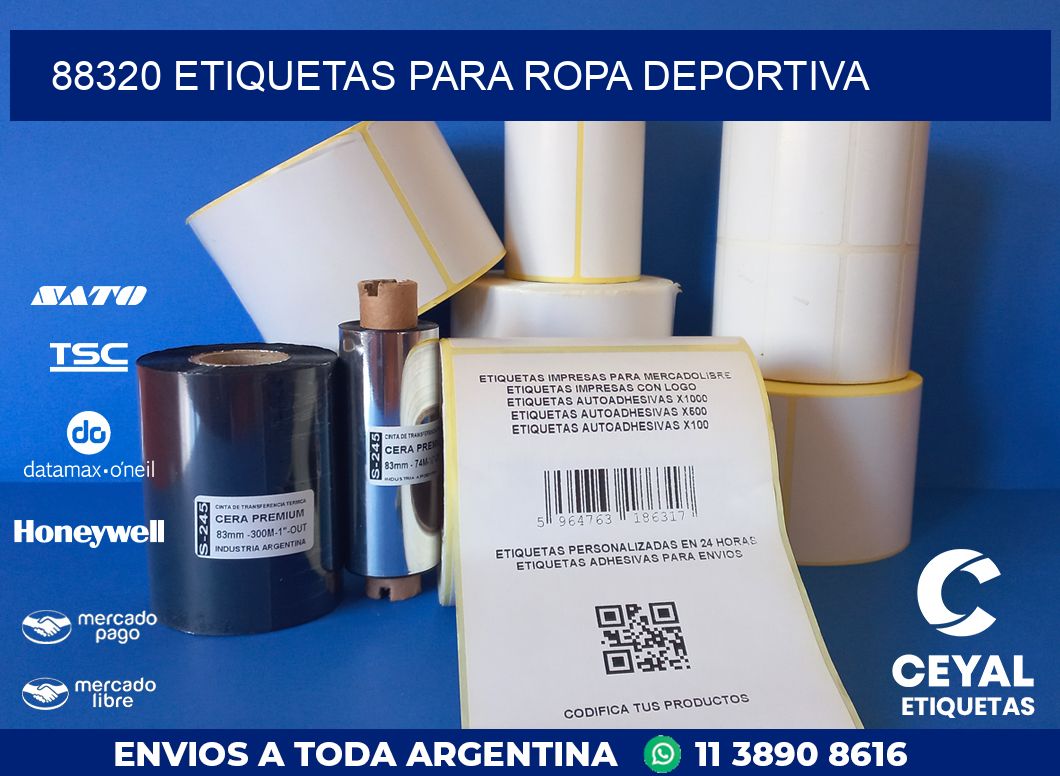 88320 ETIQUETAS PARA ROPA DEPORTIVA