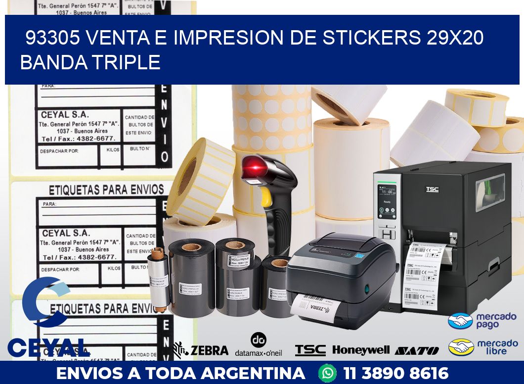 93305 VENTA E IMPRESION DE STICKERS 29X20 BANDA TRIPLE