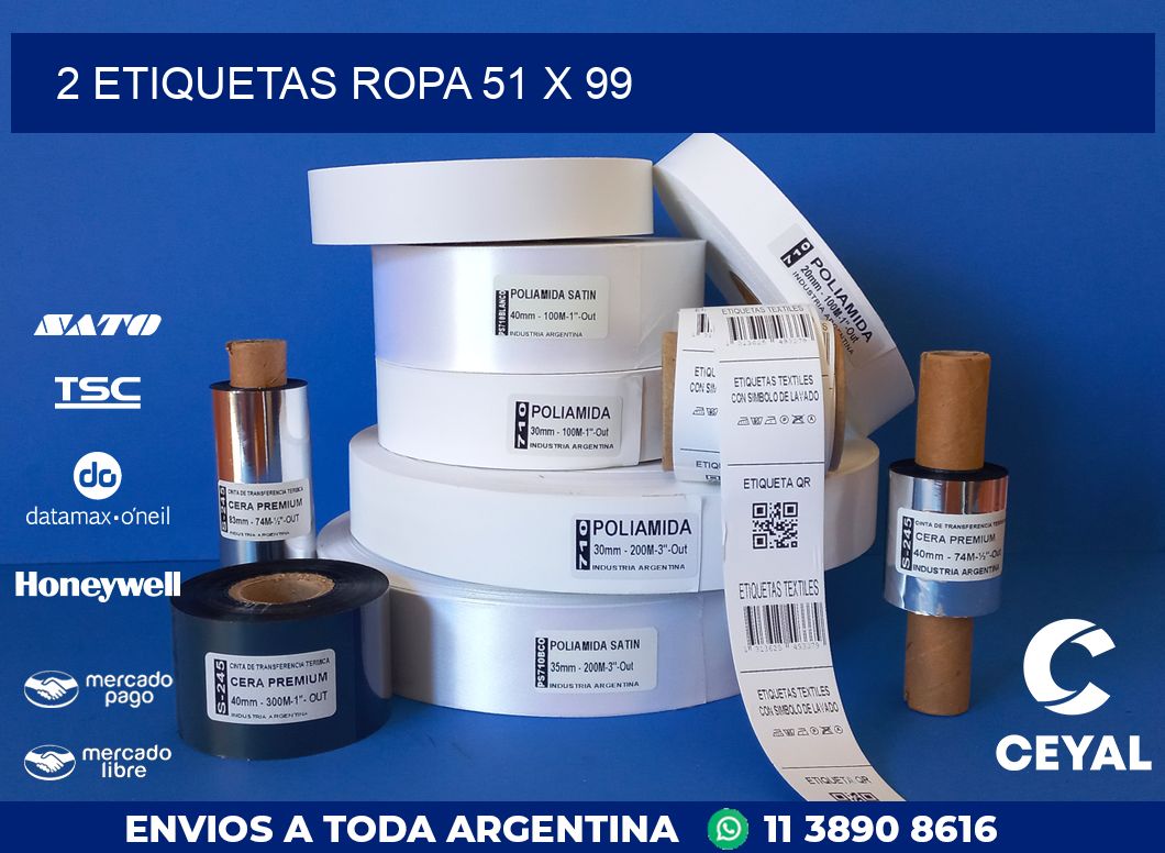2 ETIQUETAS ROPA 51 x 99