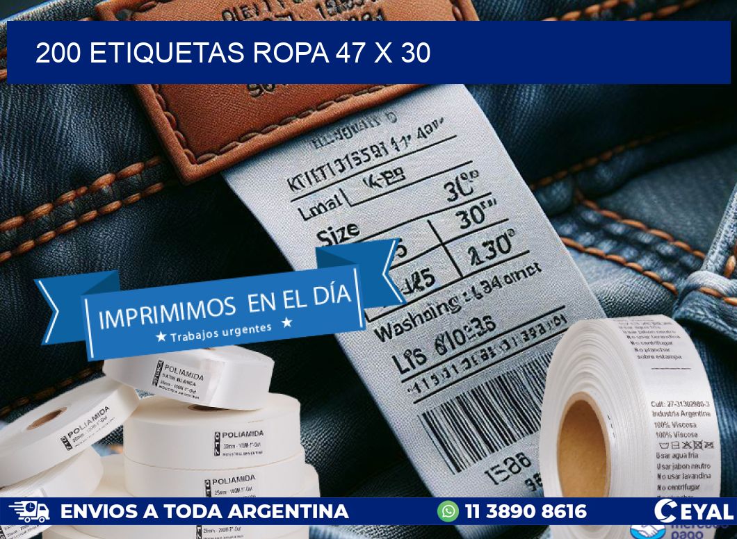 200 ETIQUETAS ROPA 47 x 30