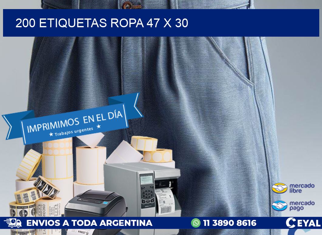200 ETIQUETAS ROPA 47 x 30