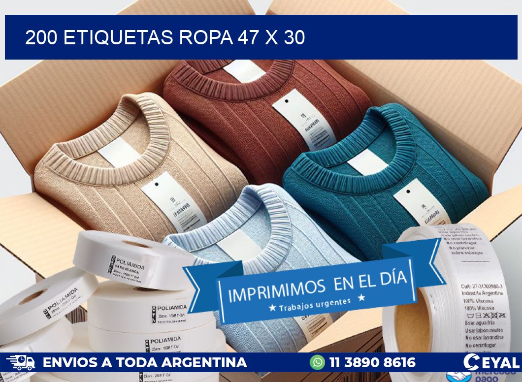 200 ETIQUETAS ROPA 47 x 30