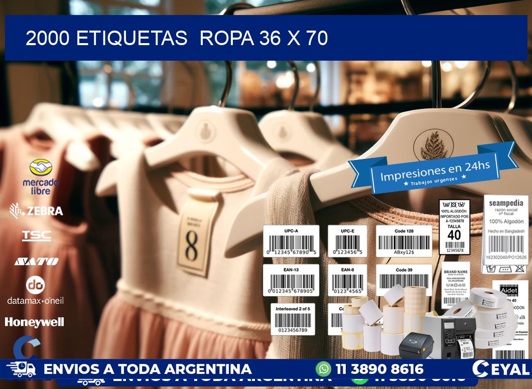2000 ETIQUETAS ROPA 36 x 70