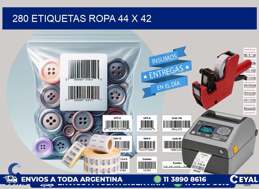 280 ETIQUETAS ROPA 44 x 42