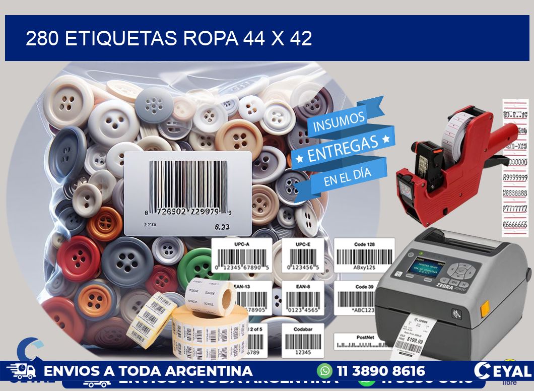 280 ETIQUETAS ROPA 44 x 42