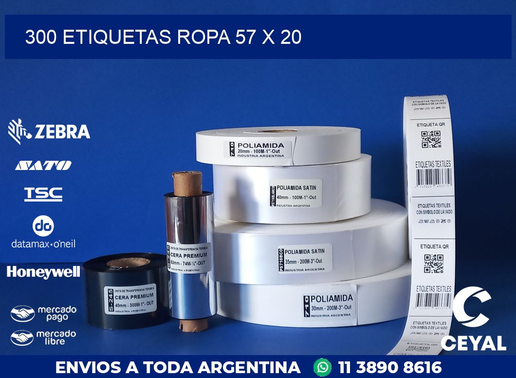 300 ETIQUETAS ROPA 57 x 20