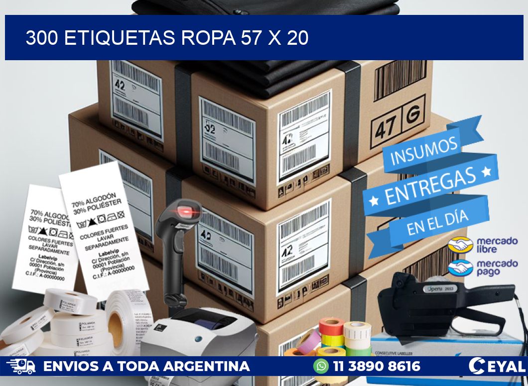 300 ETIQUETAS ROPA 57 x 20