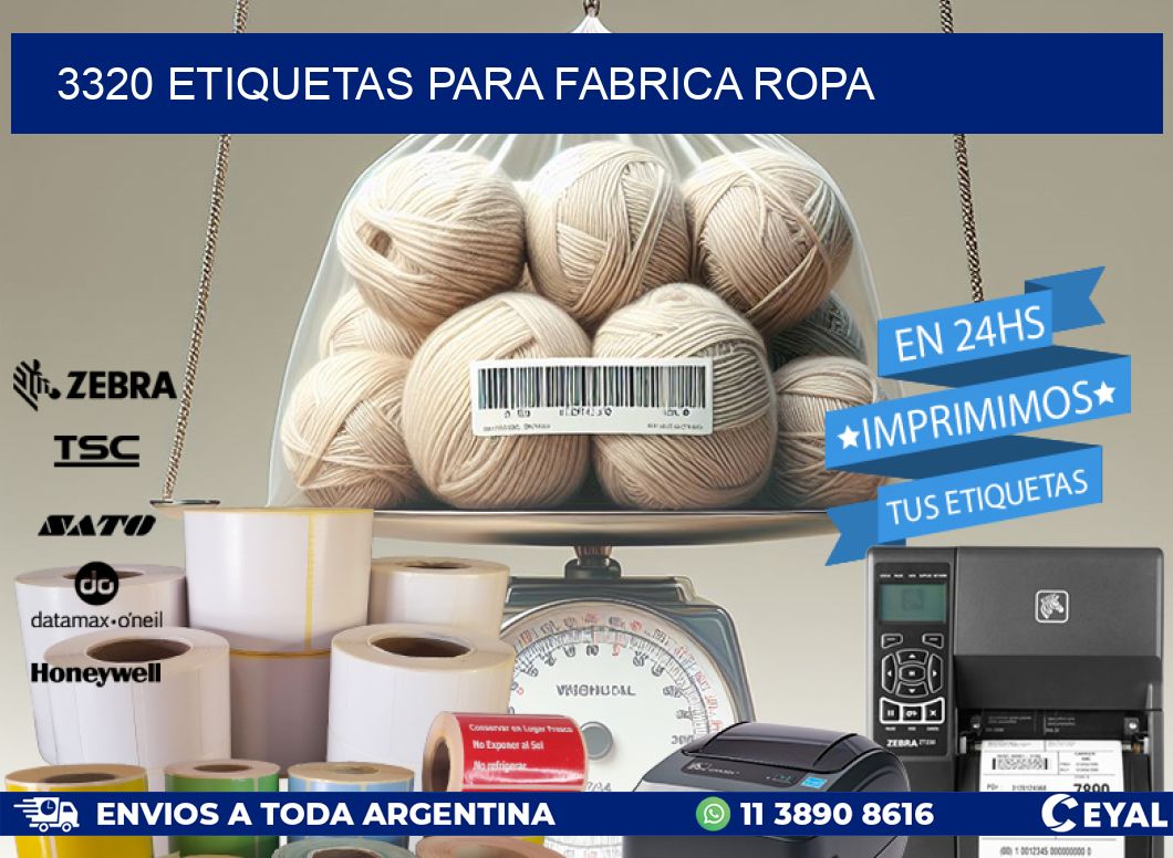 3320 ETIQUETAS PARA FABRICA ROPA