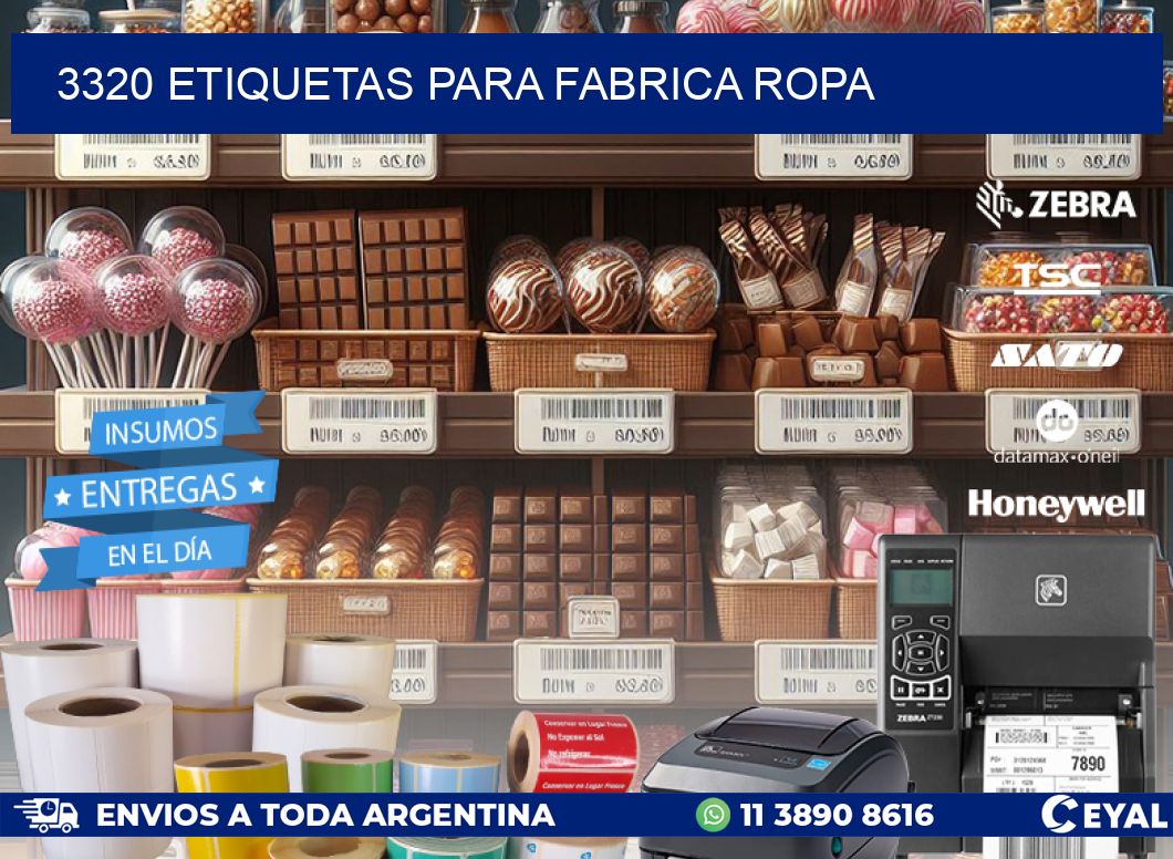 3320 ETIQUETAS PARA FABRICA ROPA