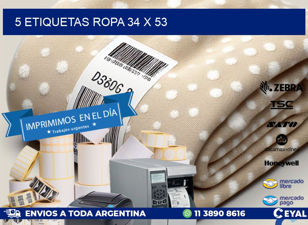 5 ETIQUETAS ROPA 34 x 53