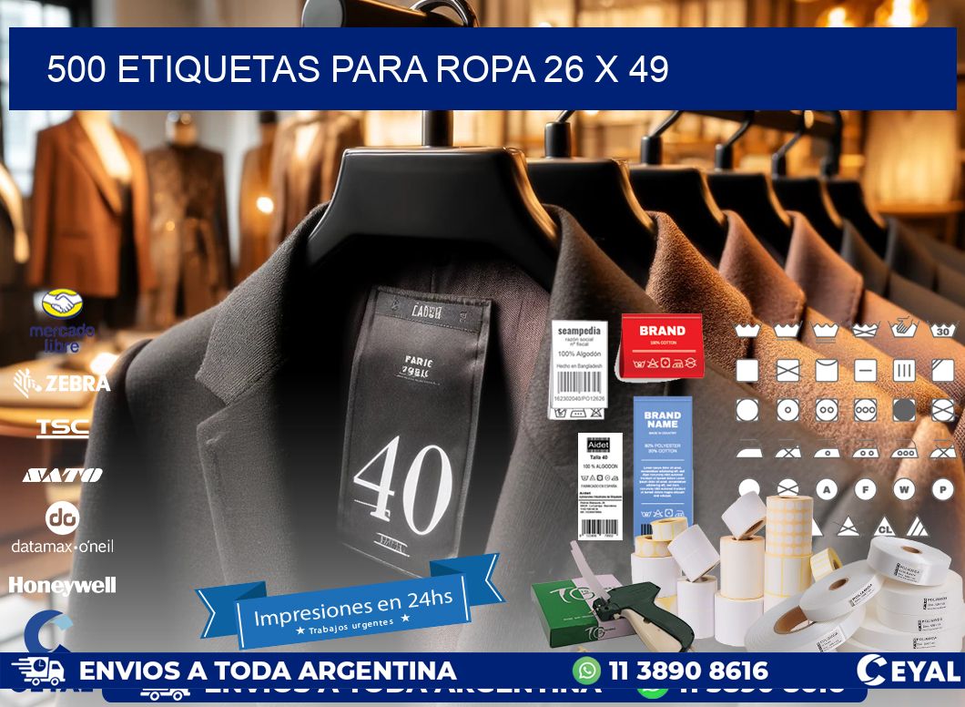 500 ETIQUETAS PARA ROPA 26 x 49