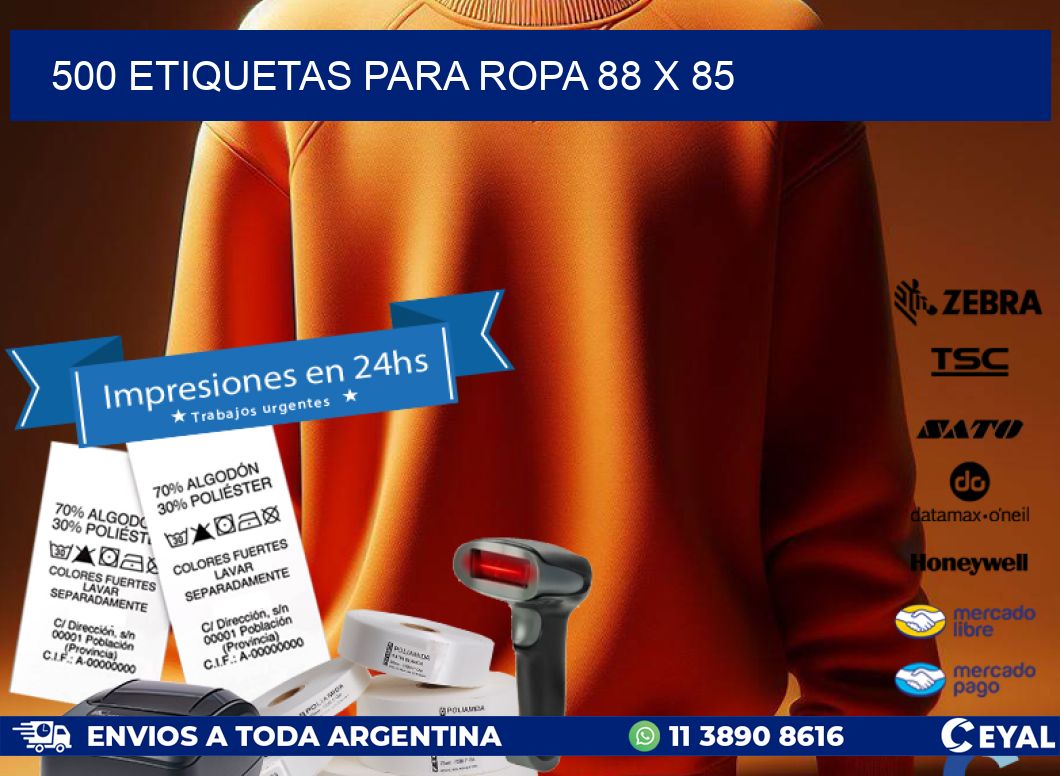 500 ETIQUETAS PARA ROPA 88 x 85