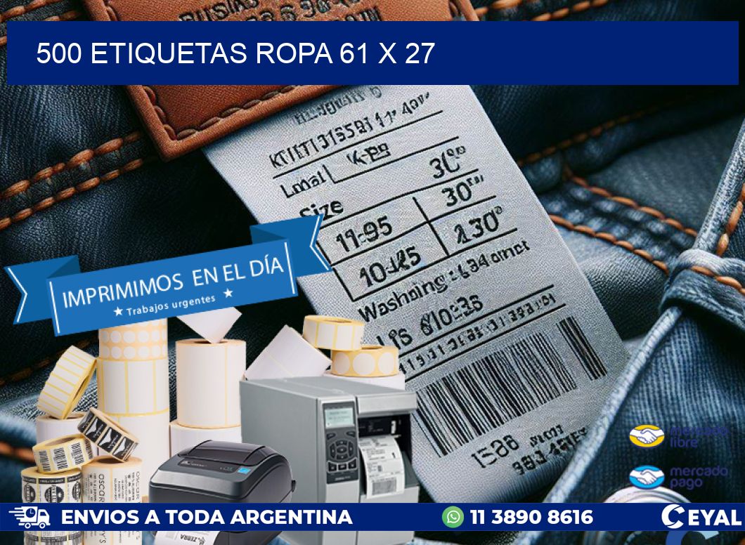 500 ETIQUETAS ROPA 61 x 27