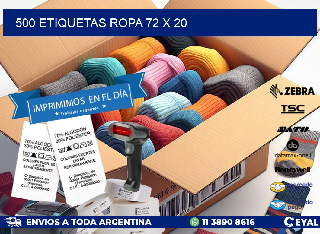 500 ETIQUETAS ROPA 72 x 20