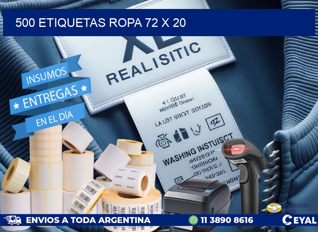 500 ETIQUETAS ROPA 72 x 20