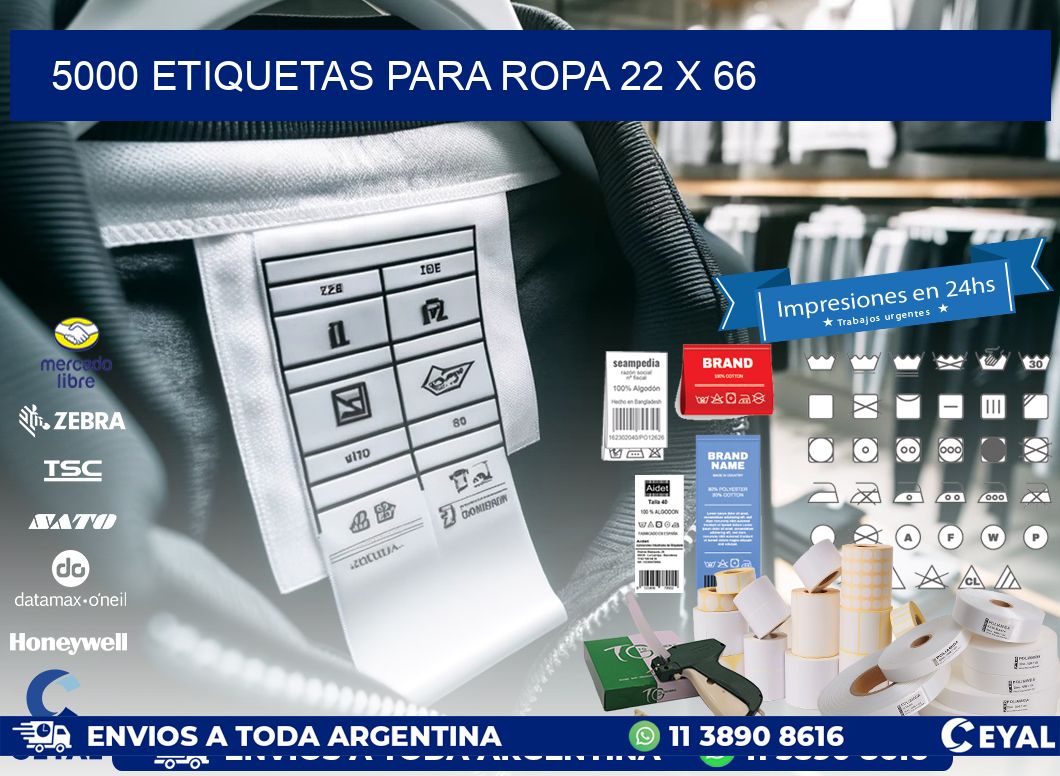 5000 ETIQUETAS PARA ROPA 22 x 66