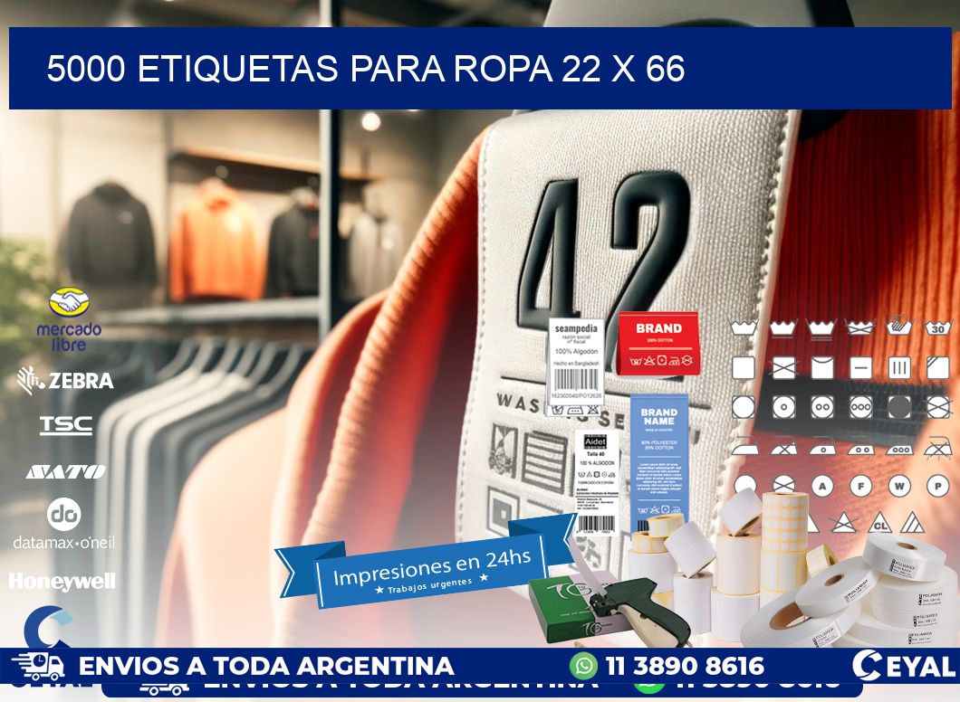 5000 ETIQUETAS PARA ROPA 22 x 66
