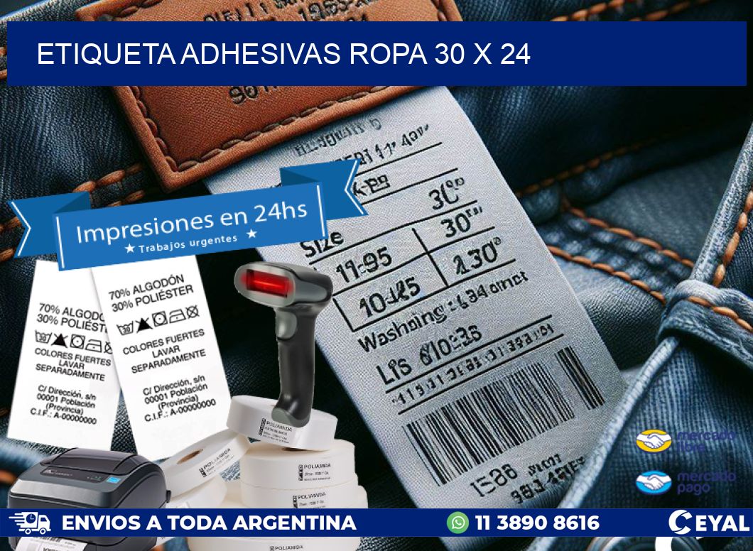 ETIQUETA ADHESIVAS ROPA 30 x 24