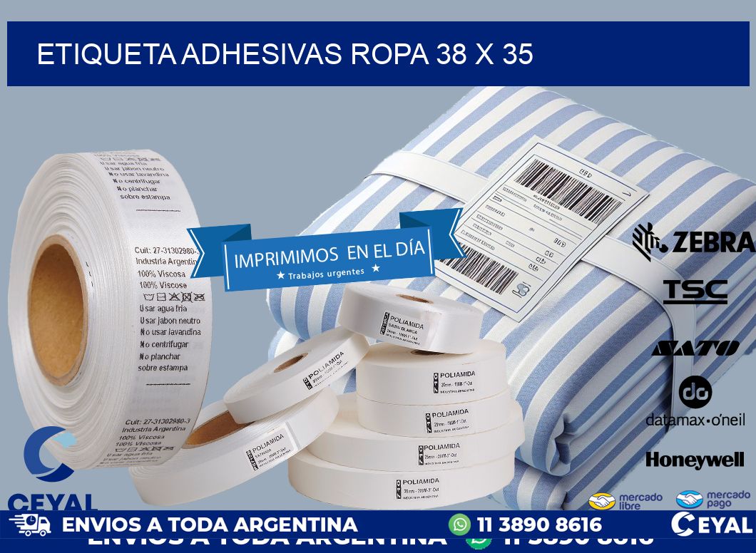 ETIQUETA ADHESIVAS ROPA 38 x 35
