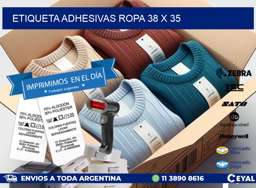 ETIQUETA ADHESIVAS ROPA 38 x 35