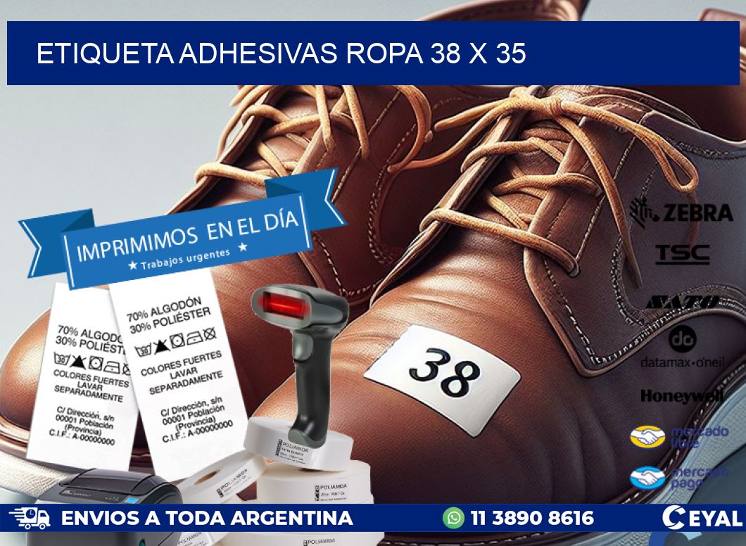 ETIQUETA ADHESIVAS ROPA 38 x 35