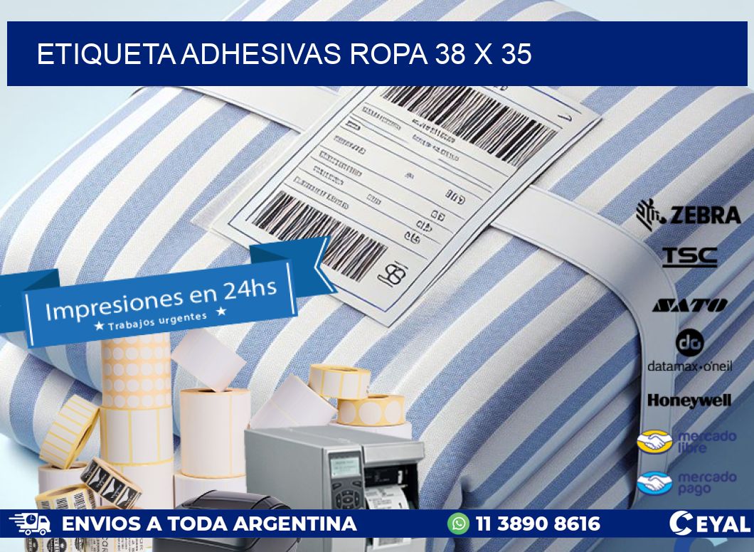 ETIQUETA ADHESIVAS ROPA 38 x 35