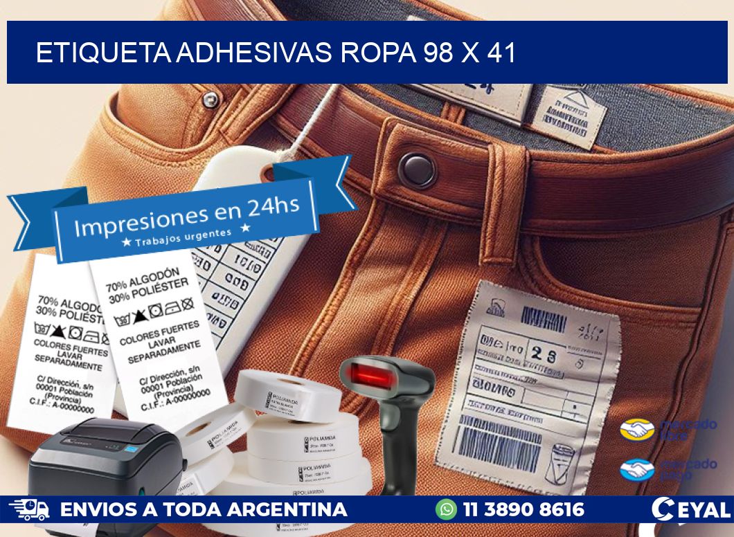 ETIQUETA ADHESIVAS ROPA 98 x 41