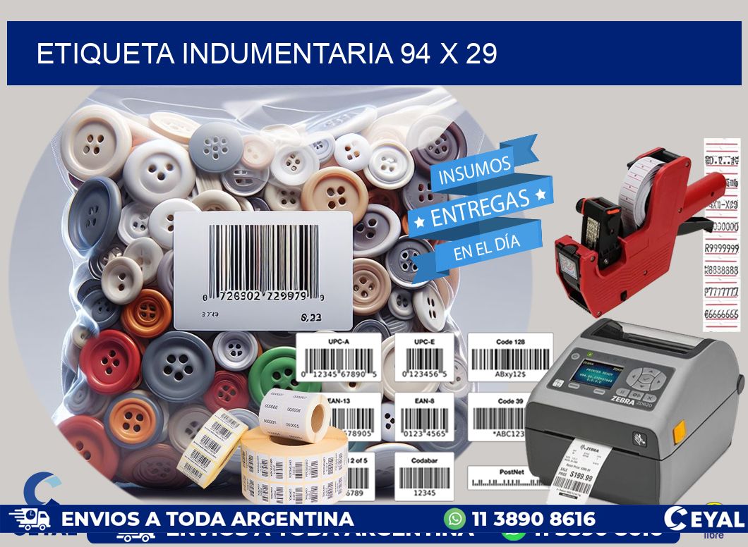 ETIQUETA INDUMENTARIA 94 x 29