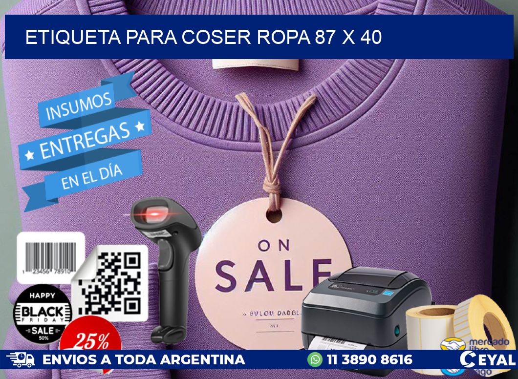 ETIQUETA PARA COSER ROPA 87 x 40