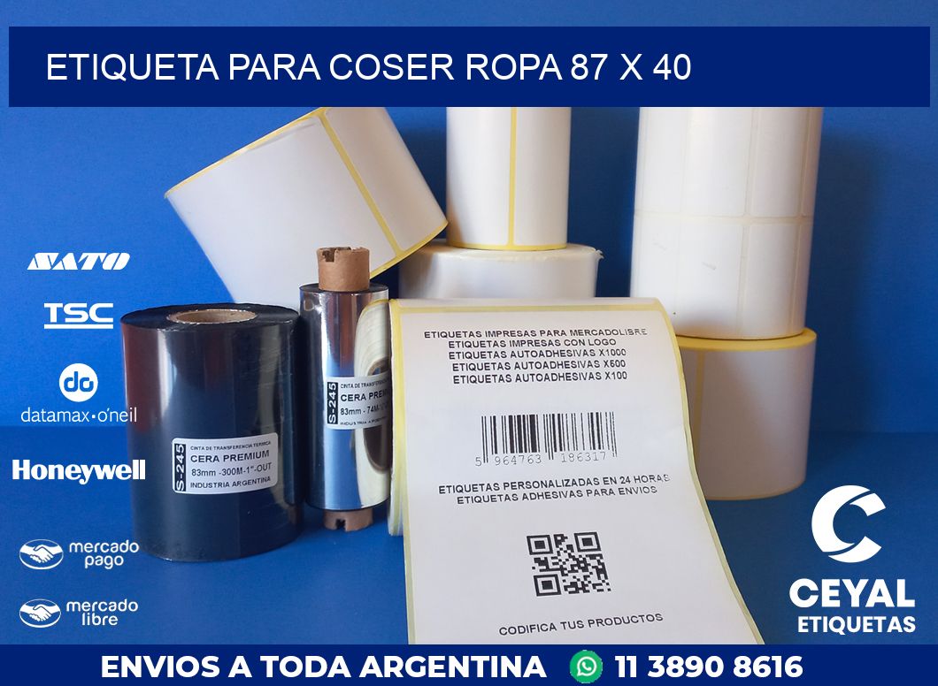 ETIQUETA PARA COSER ROPA 87 x 40