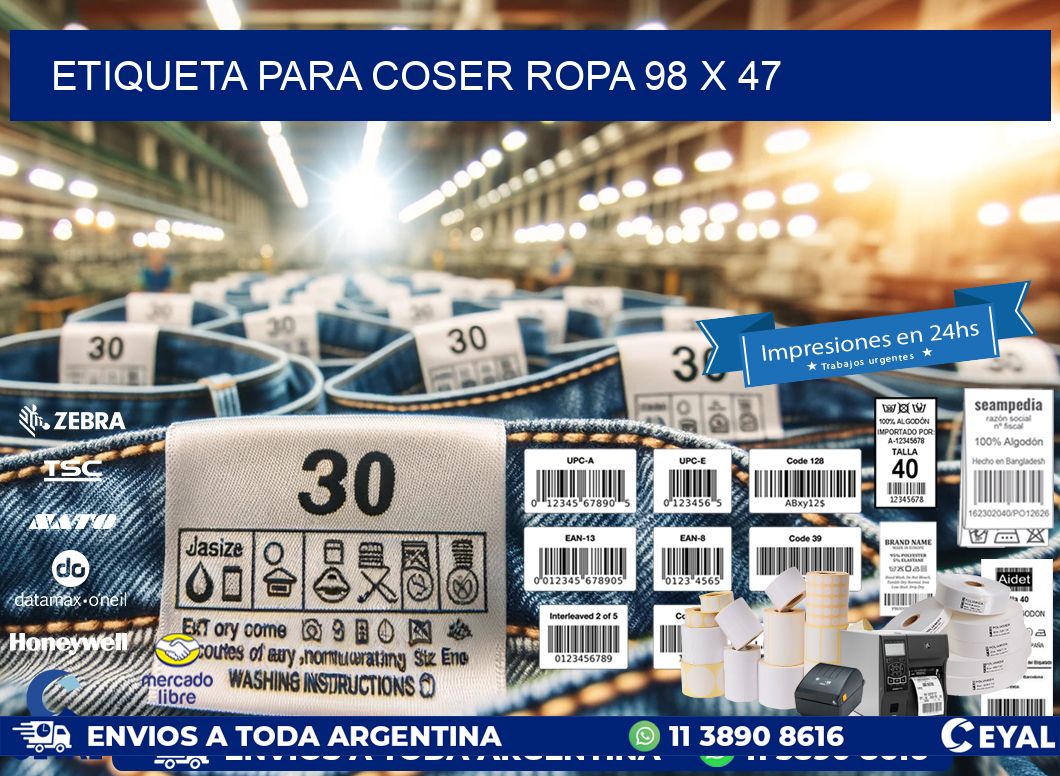 ETIQUETA PARA COSER ROPA 98 x 47