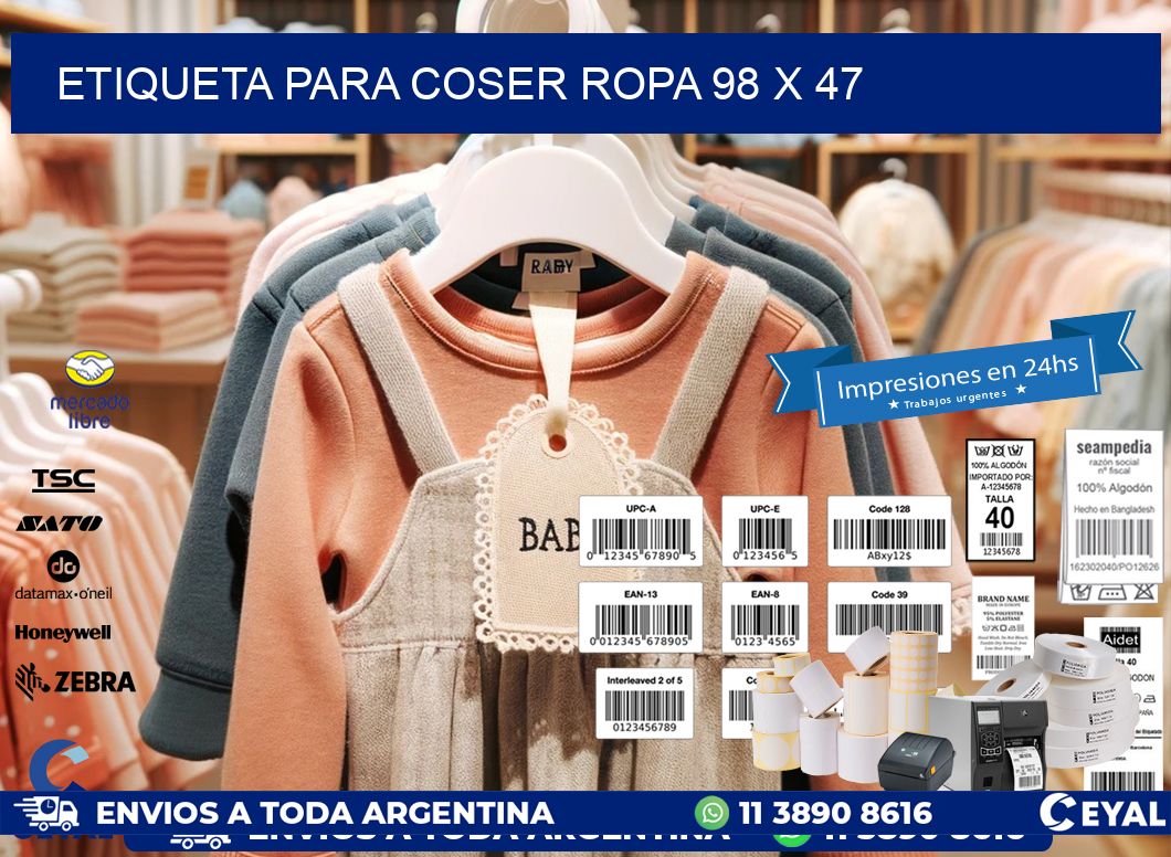 ETIQUETA PARA COSER ROPA 98 x 47