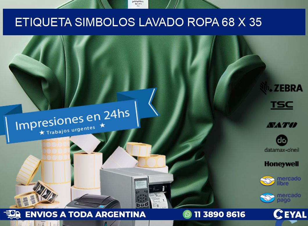 ETIQUETA SIMBOLOS LAVADO ROPA 68 x 35