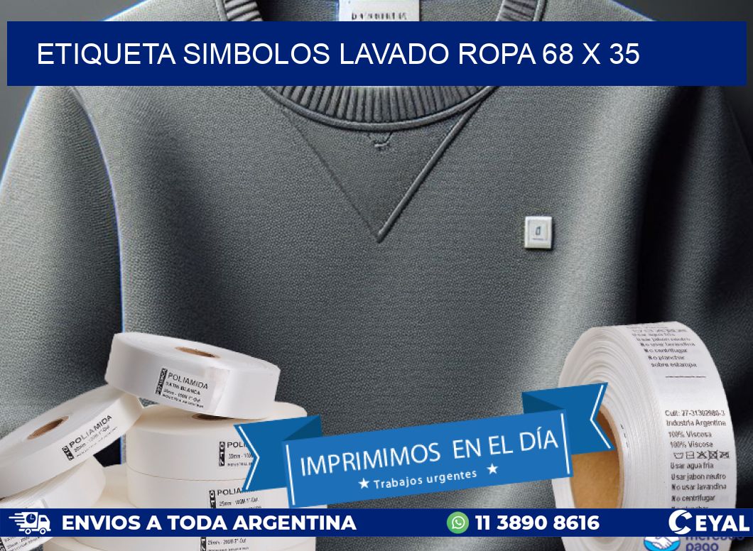 ETIQUETA SIMBOLOS LAVADO ROPA 68 x 35