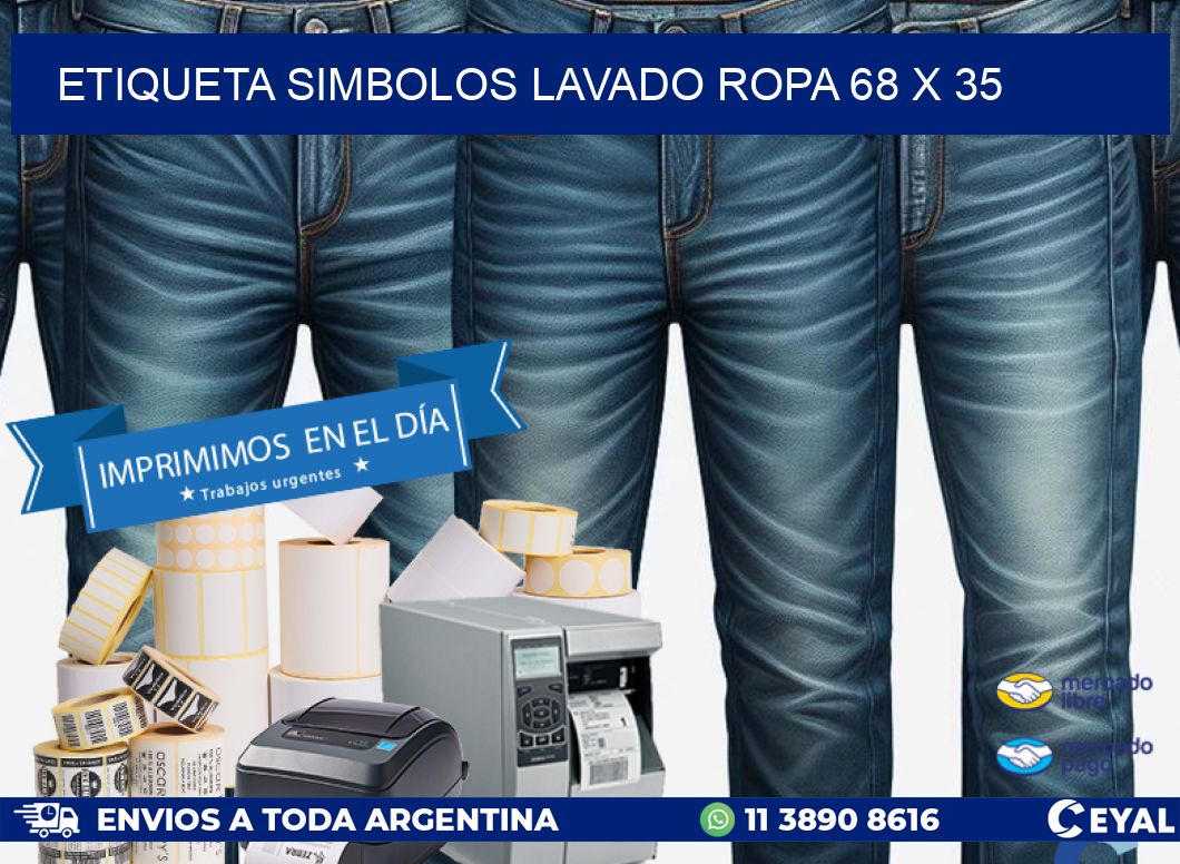 ETIQUETA SIMBOLOS LAVADO ROPA 68 x 35