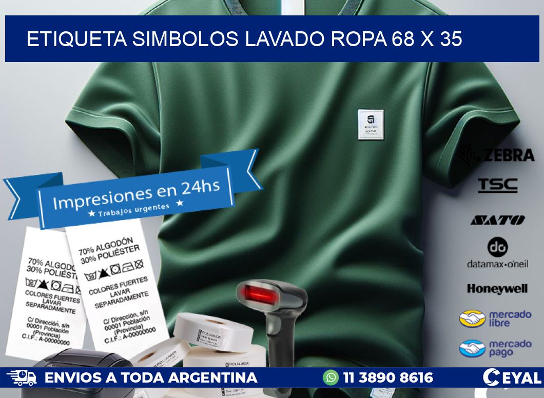 ETIQUETA SIMBOLOS LAVADO ROPA 68 x 35