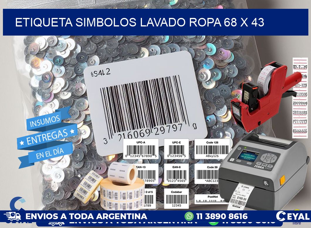 ETIQUETA SIMBOLOS LAVADO ROPA 68 x 43