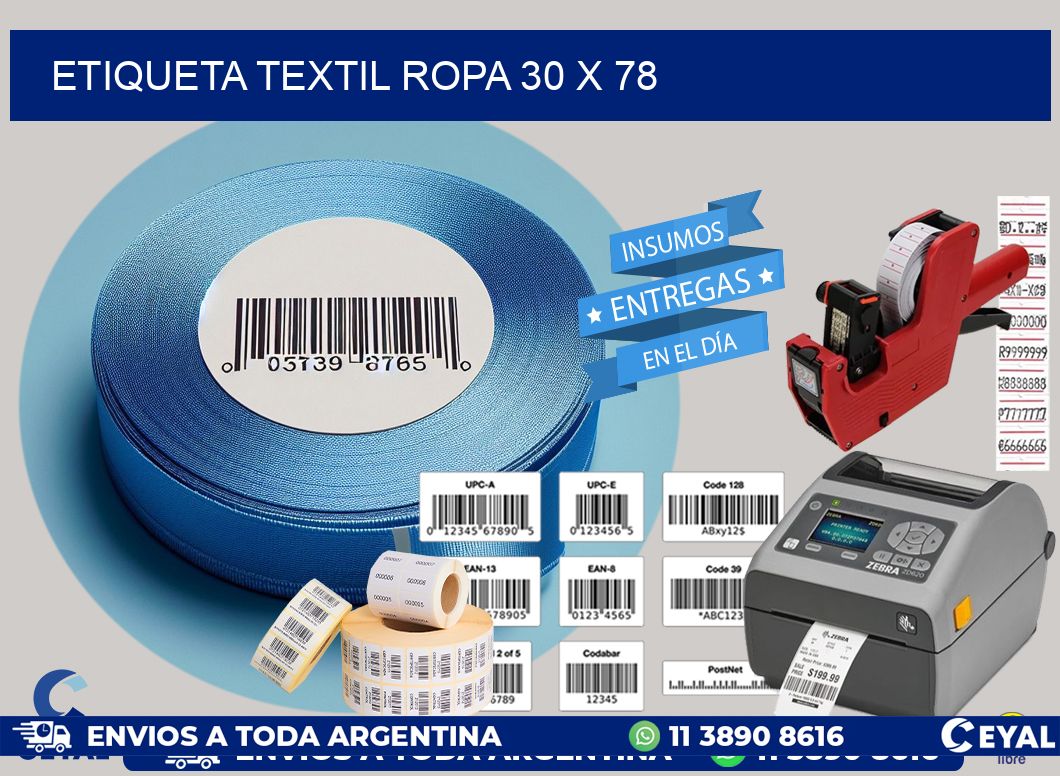 ETIQUETA TEXTIL ROPA 30 x 78