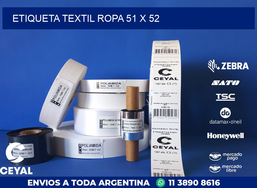 ETIQUETA TEXTIL ROPA 51 x 52